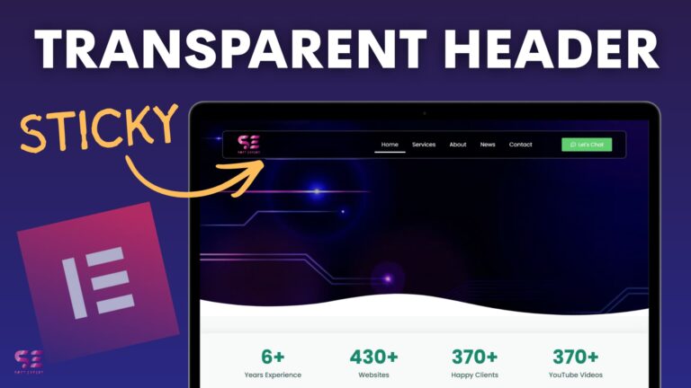 Sticky transparent elementor header